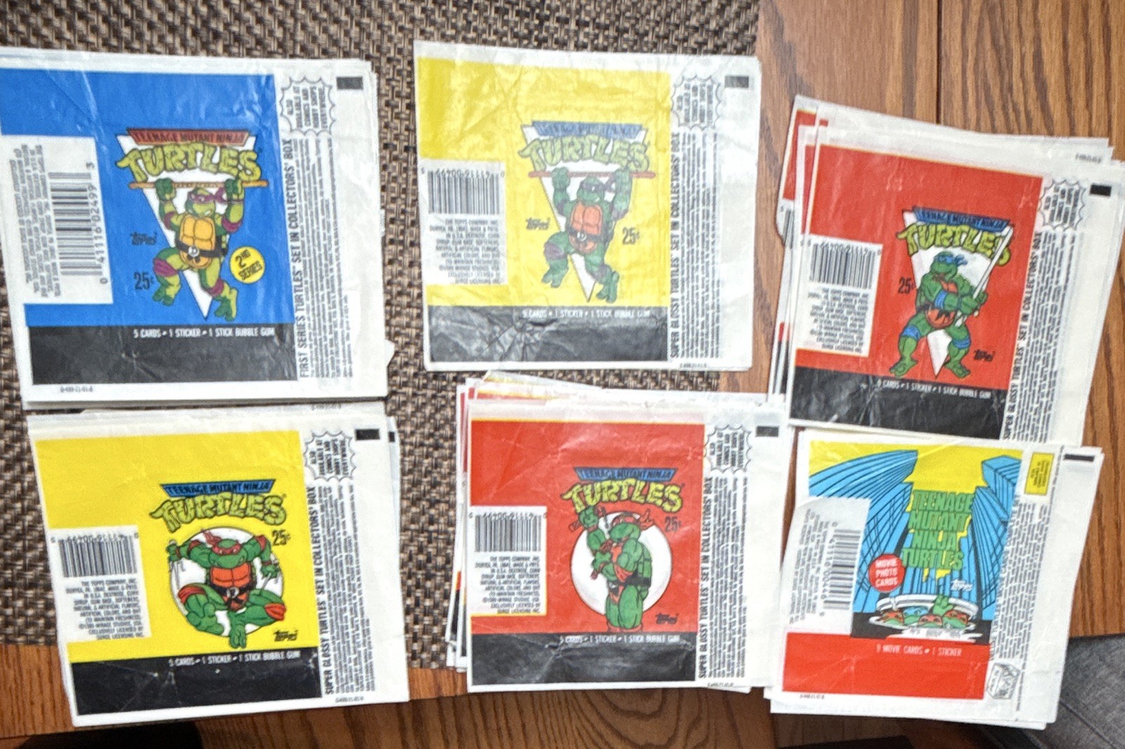 Vintage 1989-1990 TMNT Topps Trading Card Wrappers Lot of 60 - 6 designs