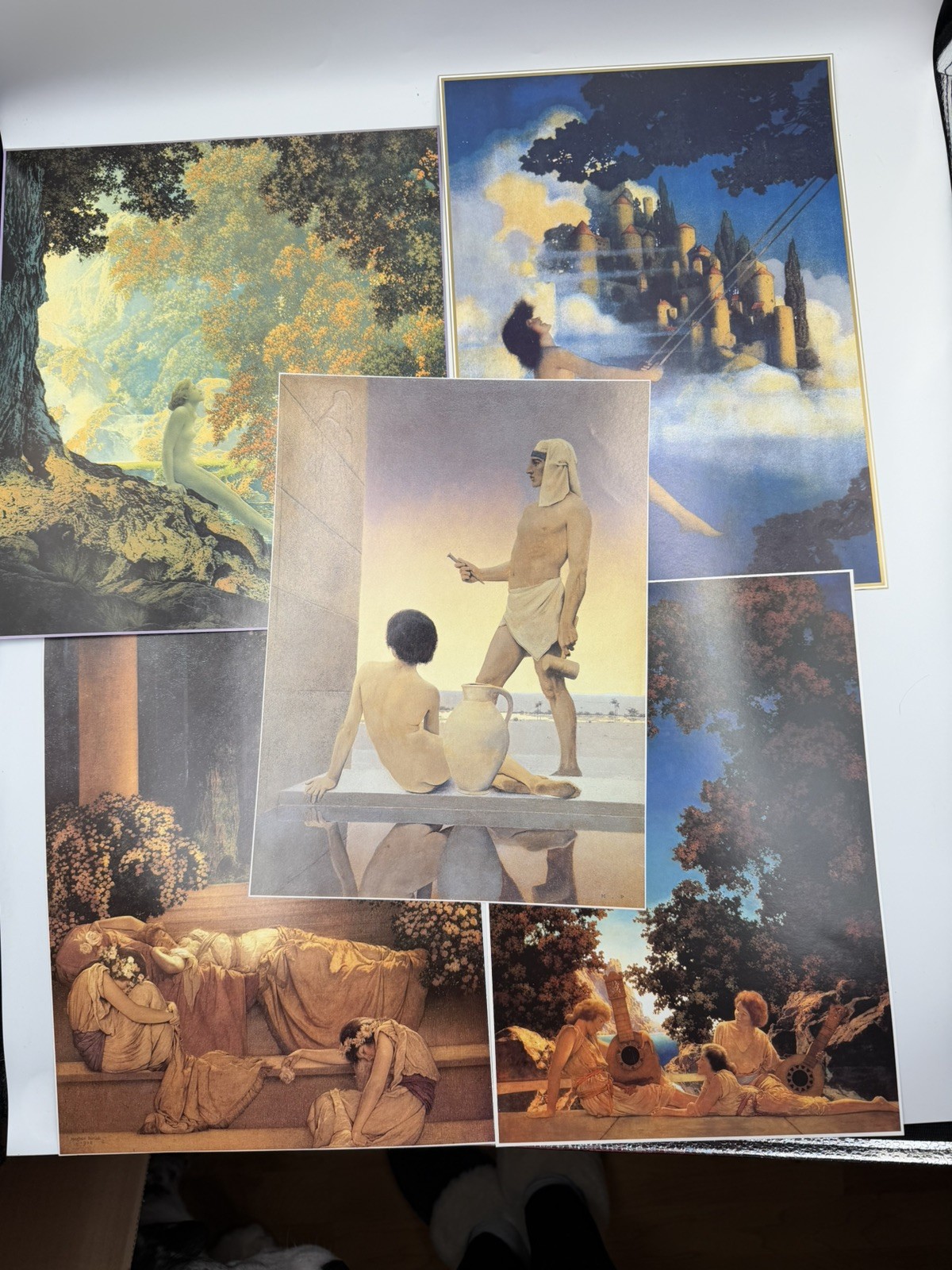 Vintage Lot of 5 Pomegranate Calendar Prints 1993-1998 by Maxfield Parrish