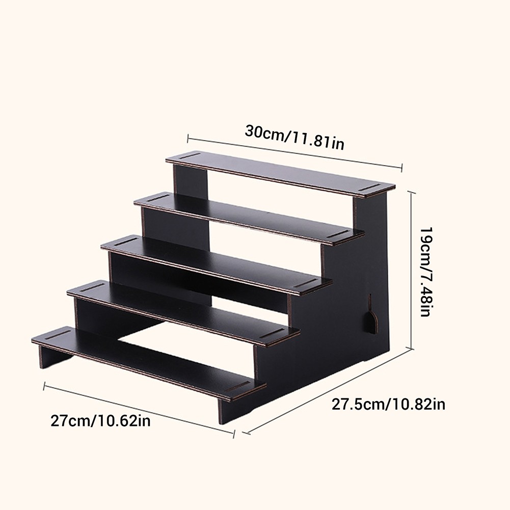5-Tier Wood Display Risers Rack Shelf Perfume Organizer Stand Cupcake Holder