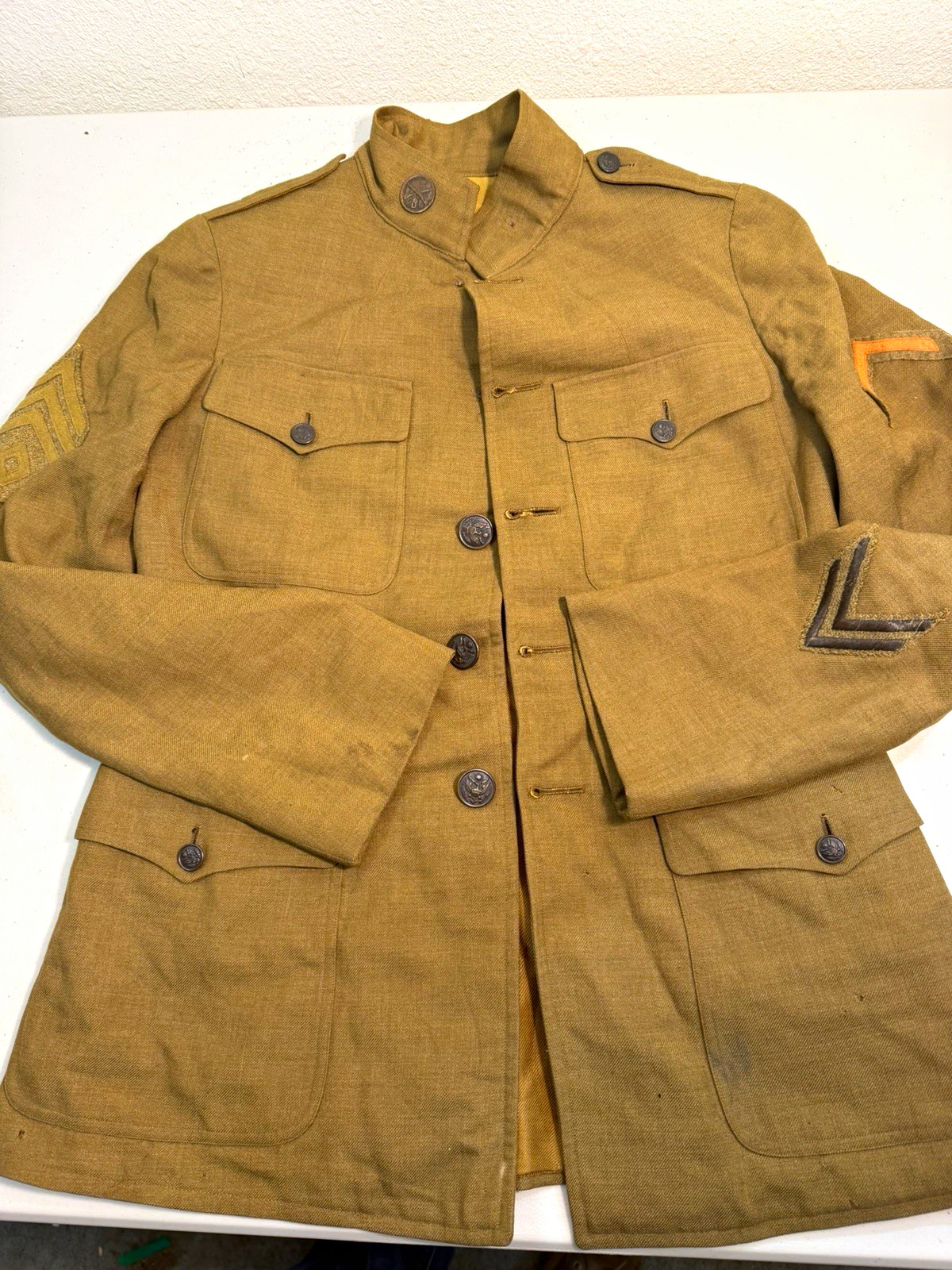 WWI US Army First Sergeant Service Coat Named Klopfer Pittsburgh Tailor 1920