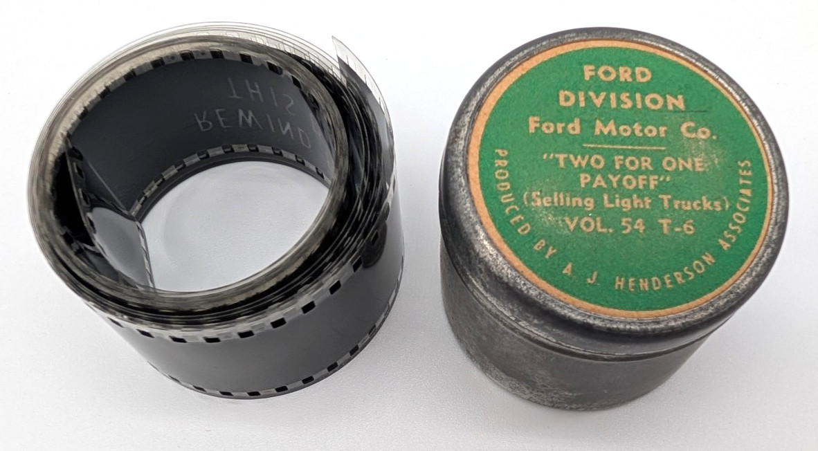 Vtg 1950s Ford Light Truck Sales Training Filmstrip Vol 54 T-6 Metal Canister