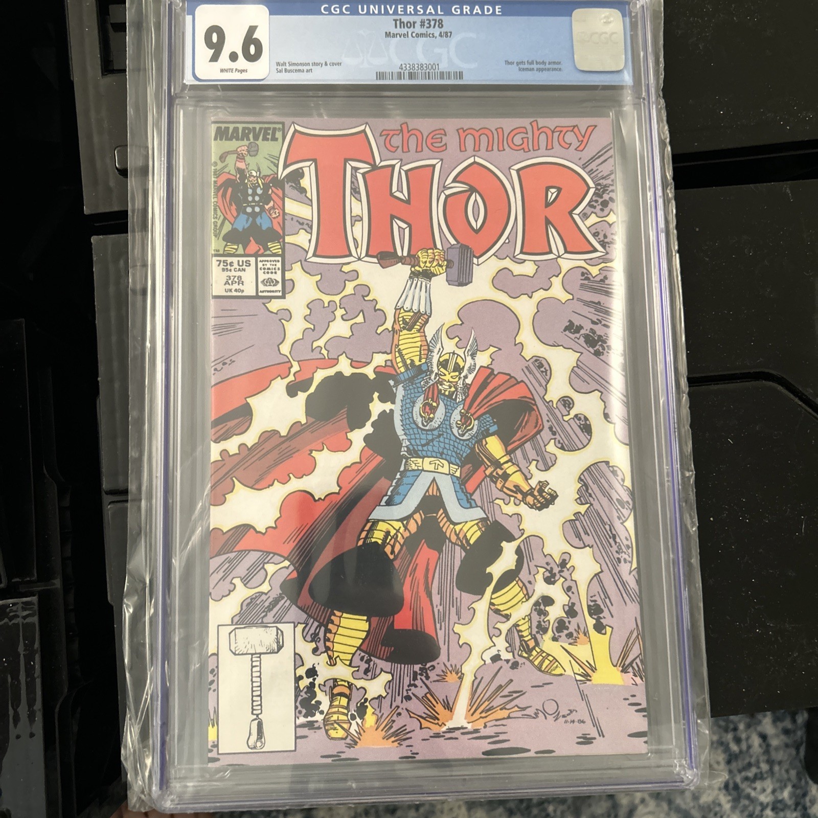 Limited SALE Thor #378, CGC 9.6, Marvel, April 1987, Thor body armor, Iceman