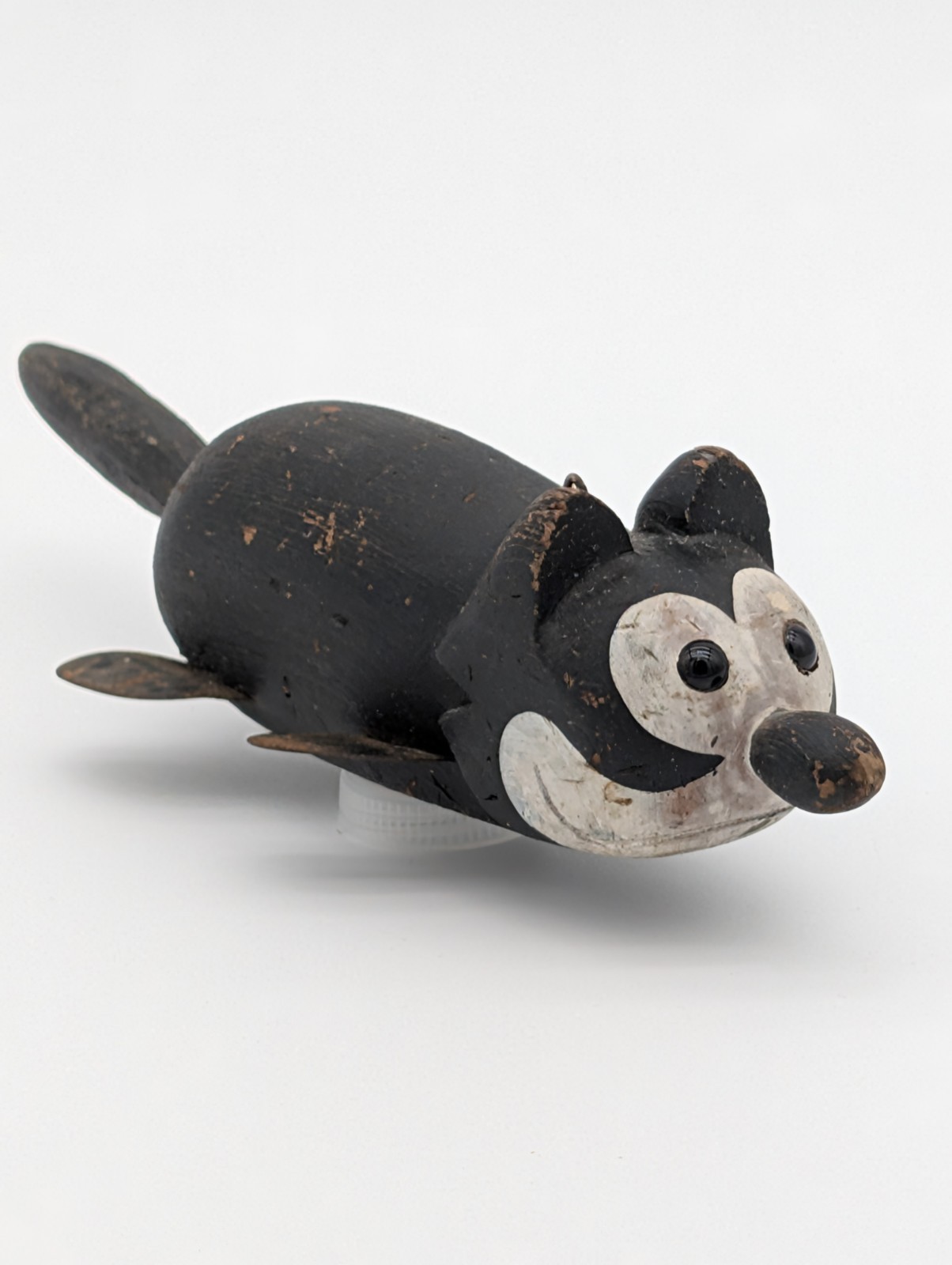 Rare Antique Felix the Cat Wood Ice Fishing Decoy Lure Working Original Folk Art