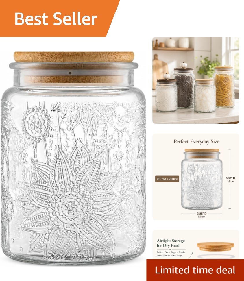 Multi-Functional 700ml Vintage Glass Jar with Airtight Bamboo Lid - Ideal Gift