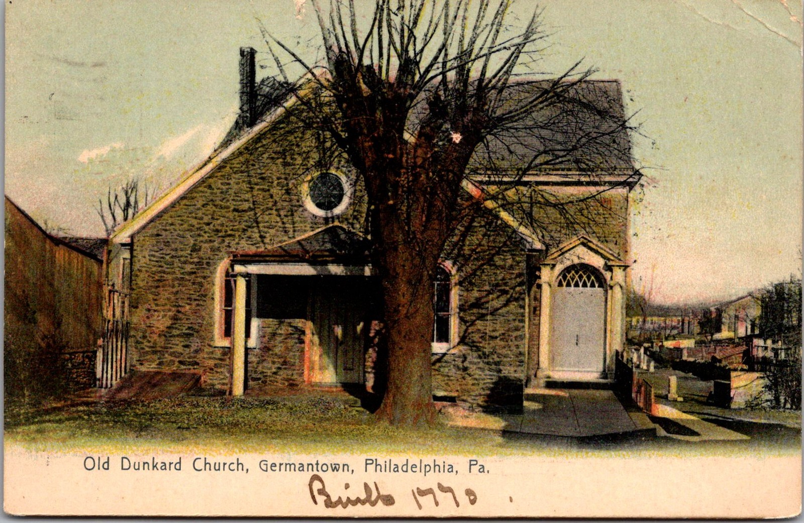 Old Dunkard Church Germantown Philadelphia PA 1908 Vintage Postcard 5P22-3