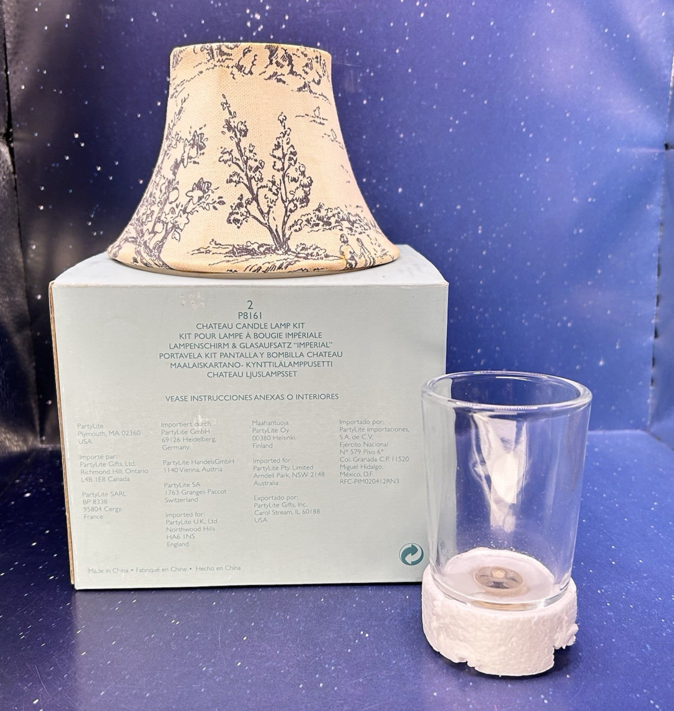 Vtg Partylite Chateau Candle Lamp Kit P8161 w Box Decor Shade Peglite Holder