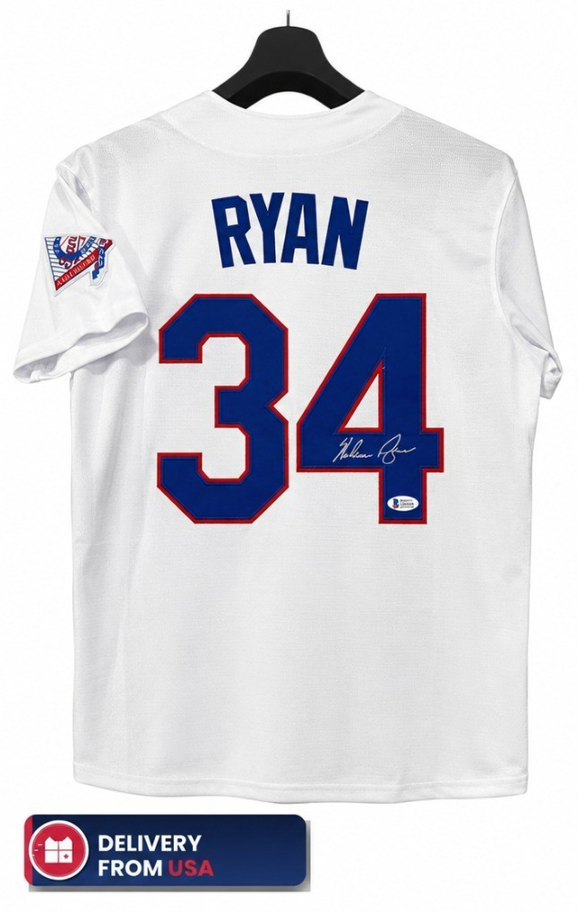 Nolan Ryan Autographed Texas Rangers #34 White Jersey Beckett Certified