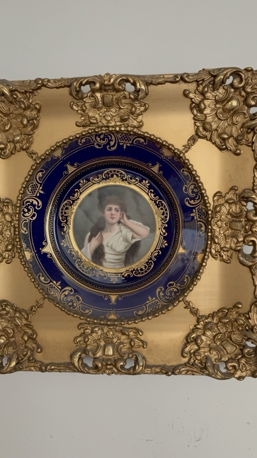 Royal Vienna 19th Century plate. Signed 16” Frame. 