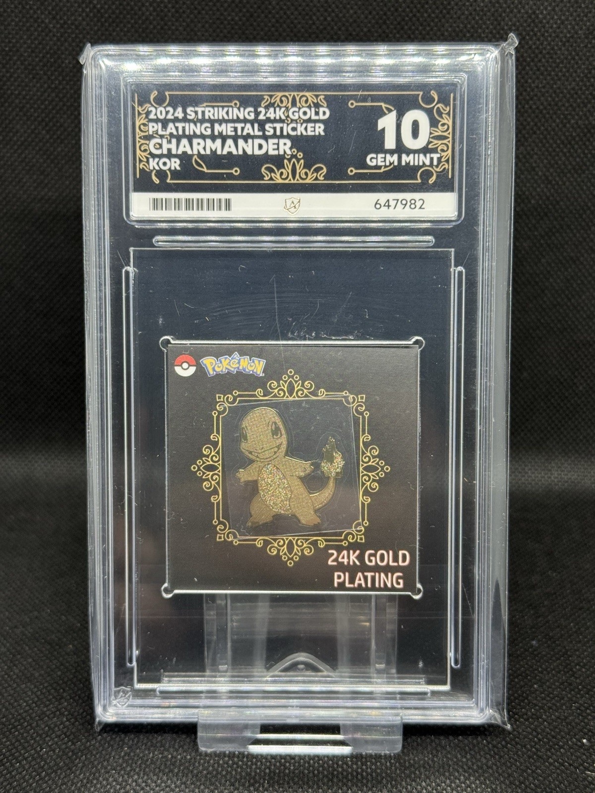 CHARMANDER 24k Gold Plated Metal Sticker - Korean Popping Candy - ACE GEM MT 10