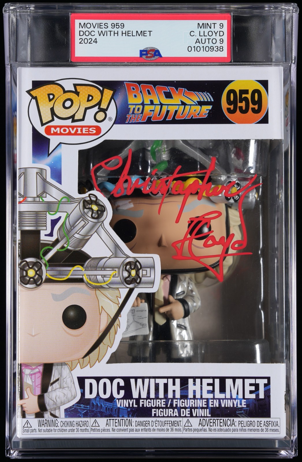PSA 9/9 Funko Pop Doc 959 Christopher Lloyd (Beckett Authenticated Autograph)