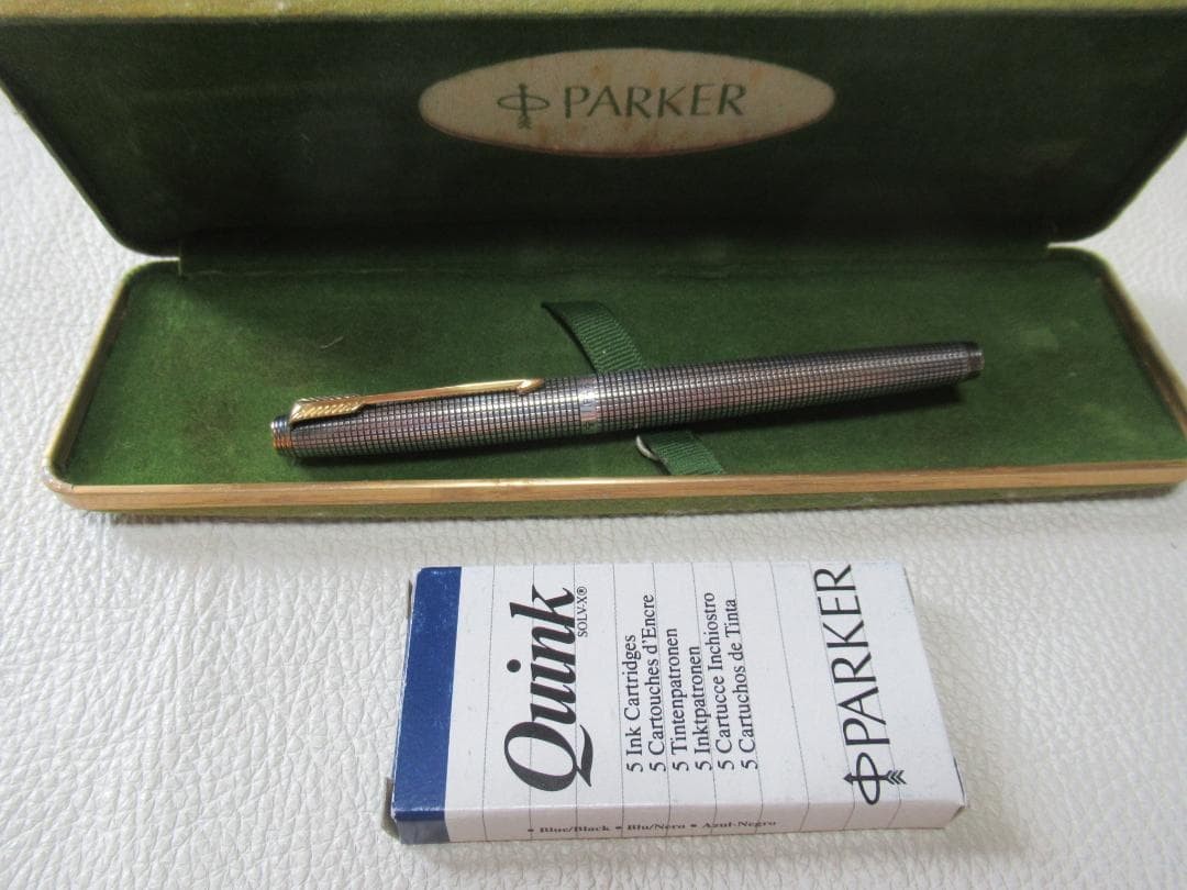 Excellent PARKER 75 Early Model Sterling Silver Fountain Pen 14K F Nib 1960S