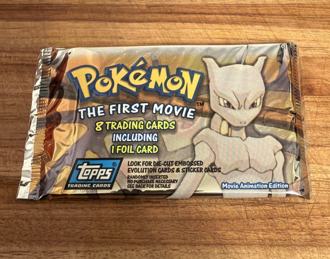 1999 Topps Pokémon The First Movie Animation Edition Sealed Pack 8 Cards + Foil