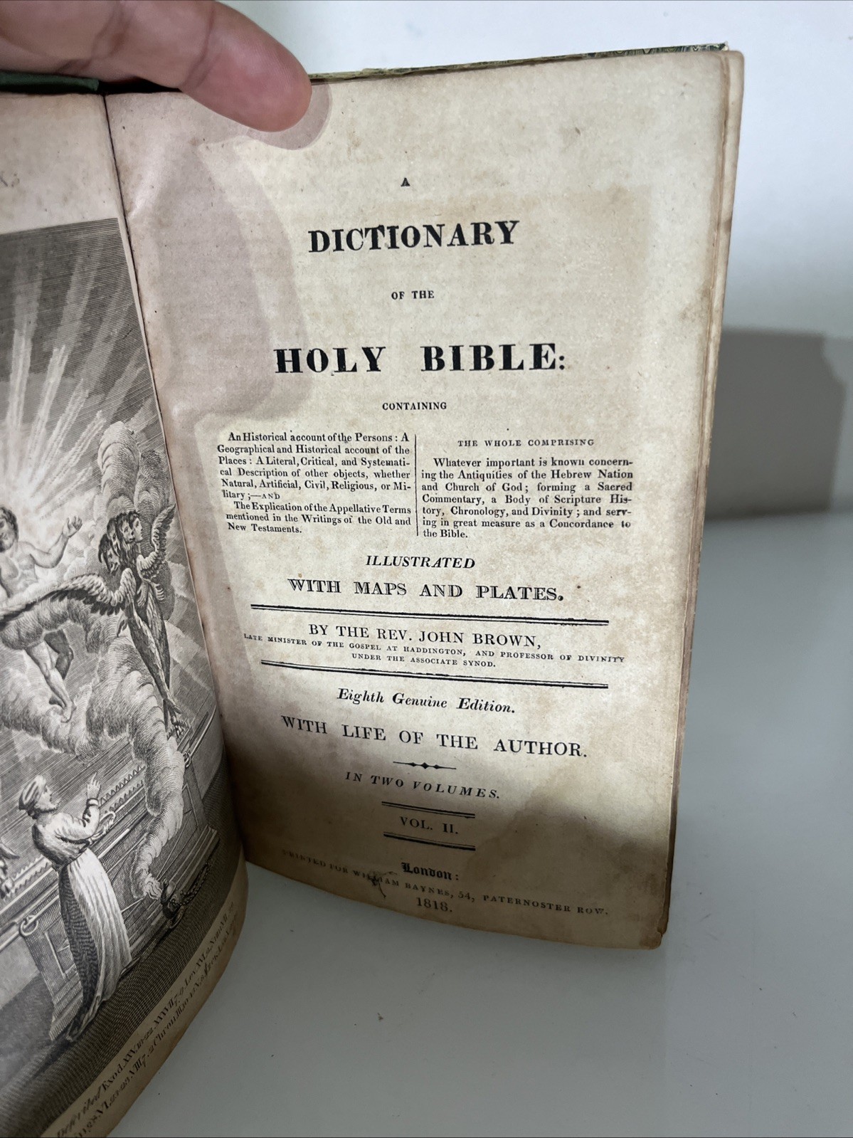 1816 Dictionary of the Bible - Vol Ii  by Rev. John Brown -Printed in England