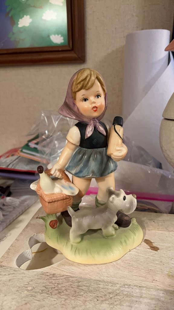 Vintage Hummel Style Figurine of Girl with Dog