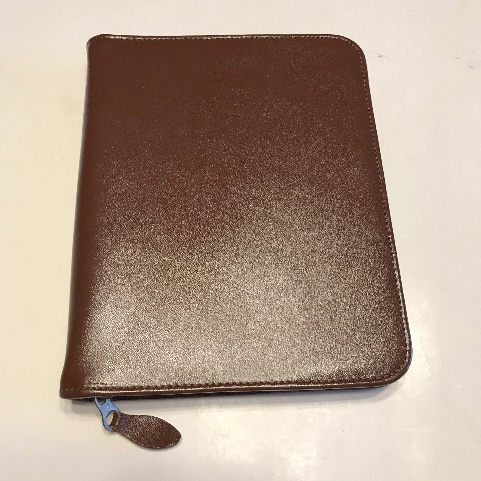 Vintage Brown Cowhide Leather Zip Stationary Planner Agenda Made In England