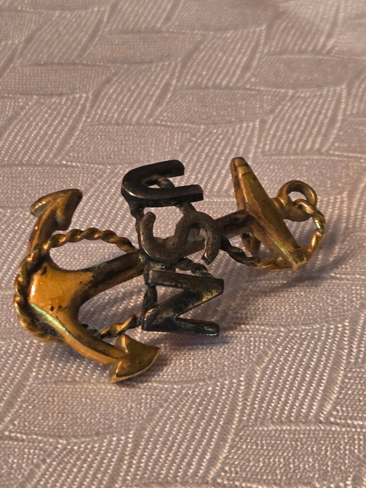 Rare 1897 Pattern US Navy Chief Petty Officer CPO Cap Device Loop Back Antique