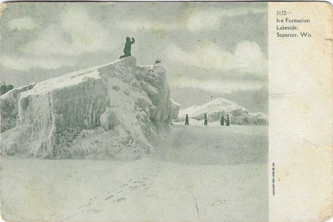 Ice Formation Lakeside, Superior Wisconsin Postcard c1904