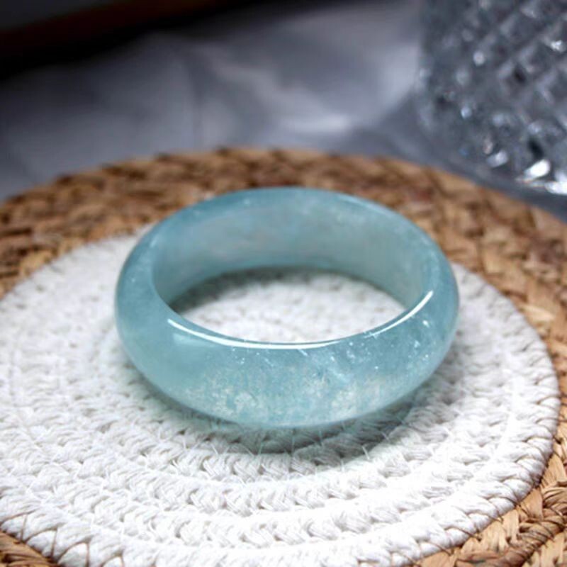 100% Natural Blue Aquamarine Gemstone Bangle AAAAA Inner Diameter 54mm