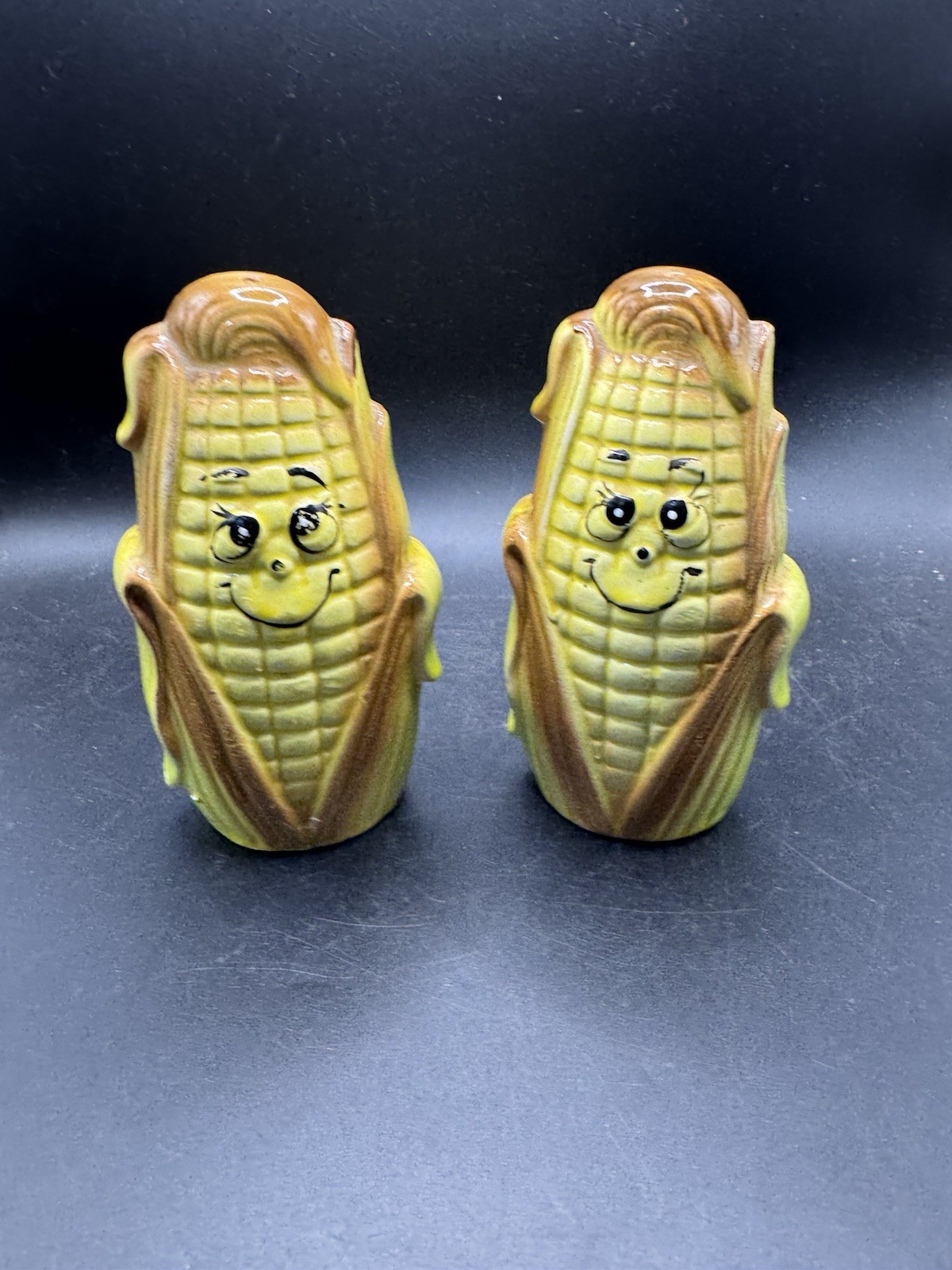Vintage Anthropomorphic Corn on the Cob Salt Pepper Shakers Japan Kitsch⁠