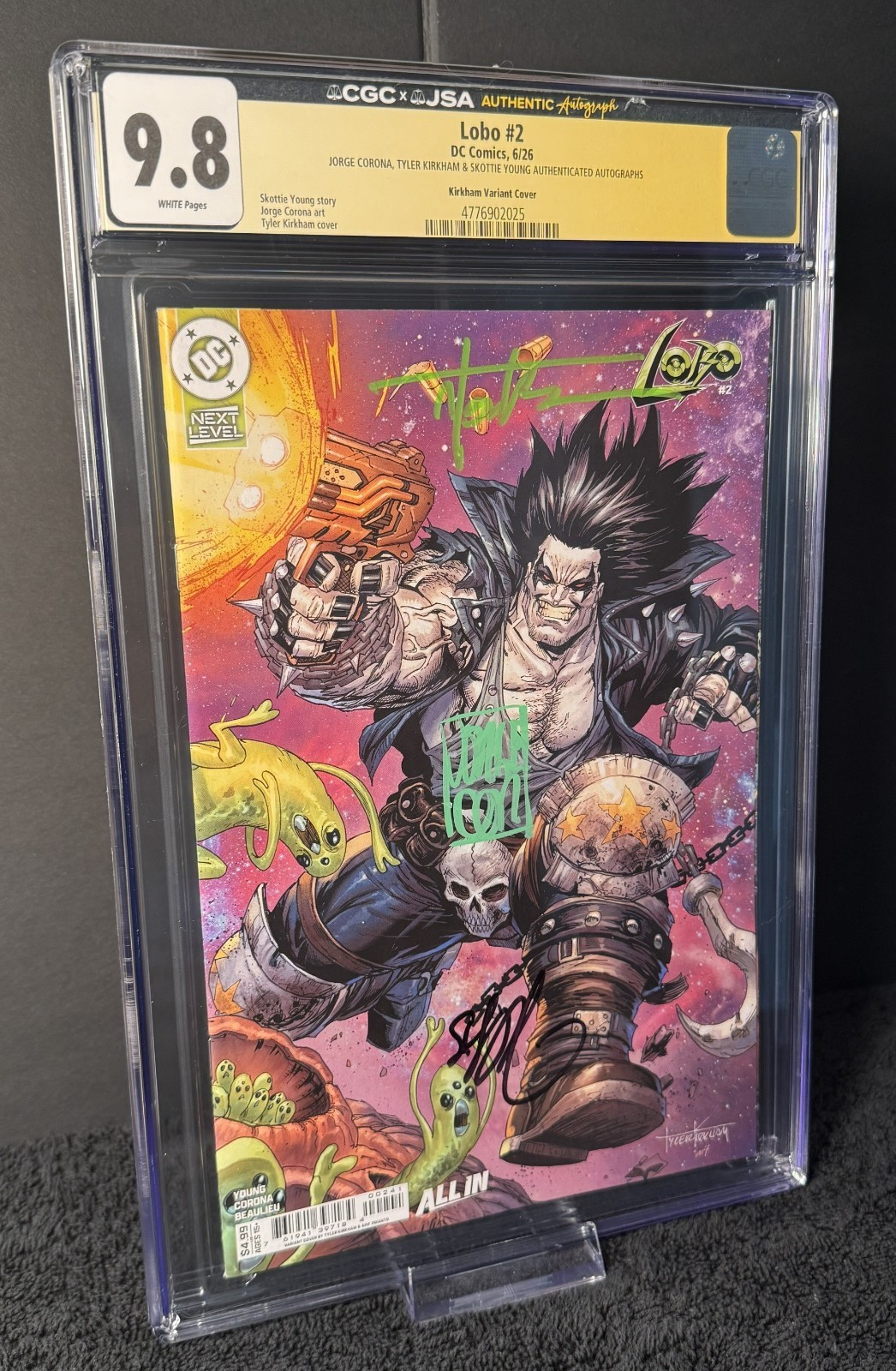 Lobo #2 CGC JSA 9.8 SS T Kirkham Skottie Young Corona Triple Signed Top Pop