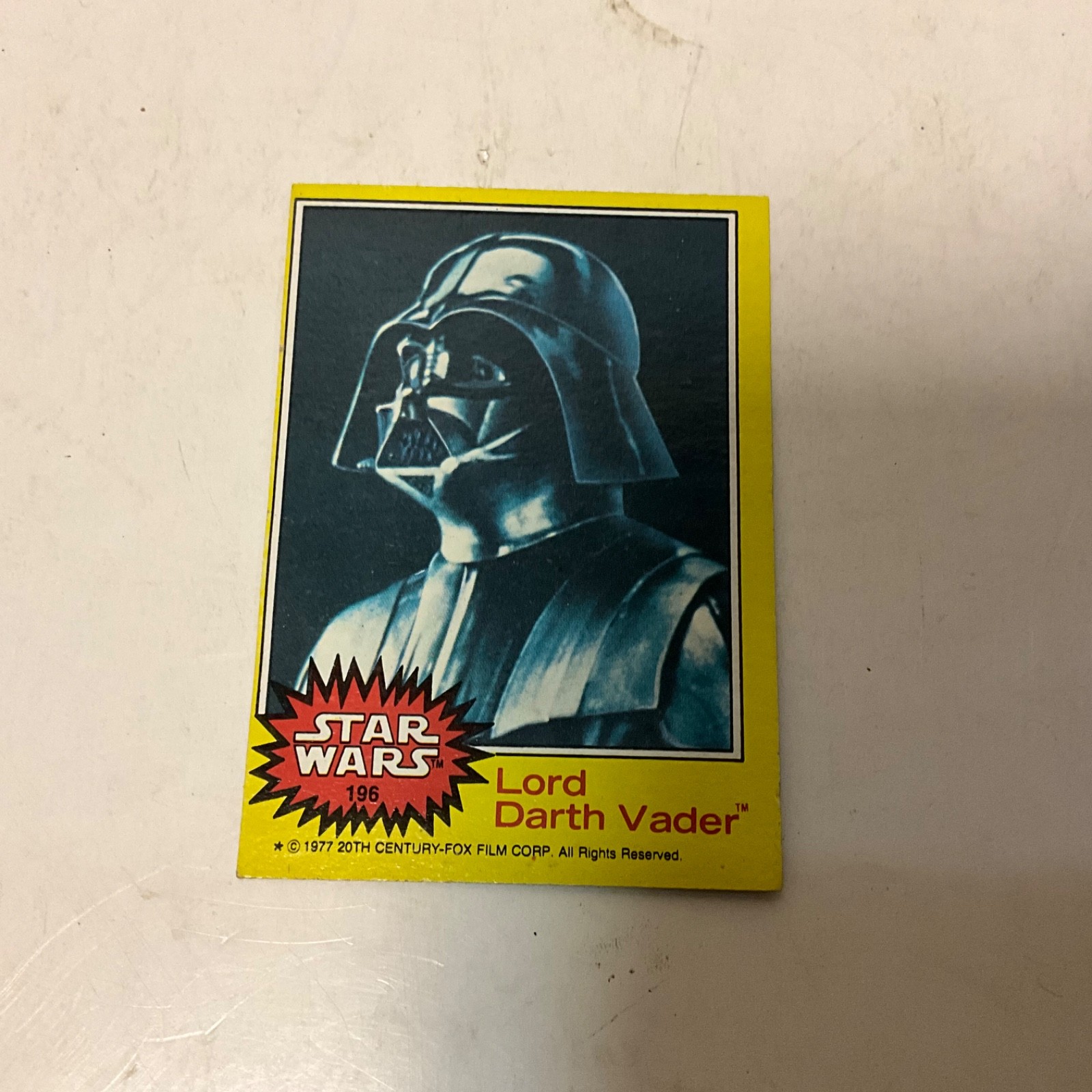 1977 Topps Star Wars #196 Lord Darth Vader Yellow Series 3 Collectors Card