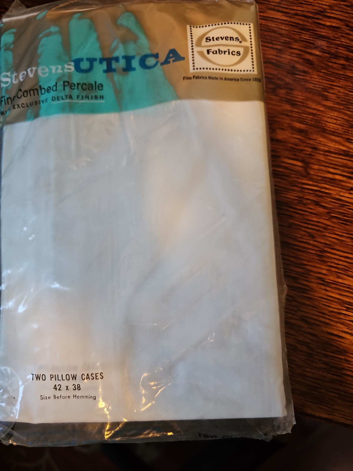 Vintage J. P. Stevens Utica 2 Pillowcases White Percale 42 x 38 100% Cotton NOS