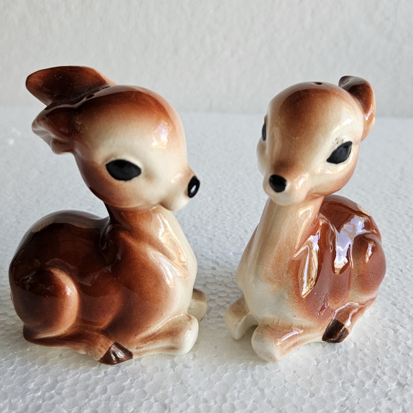 Vtg 50s Anthropomorphic Deer Fawn Salt & Pepper Shakers Set TJ865