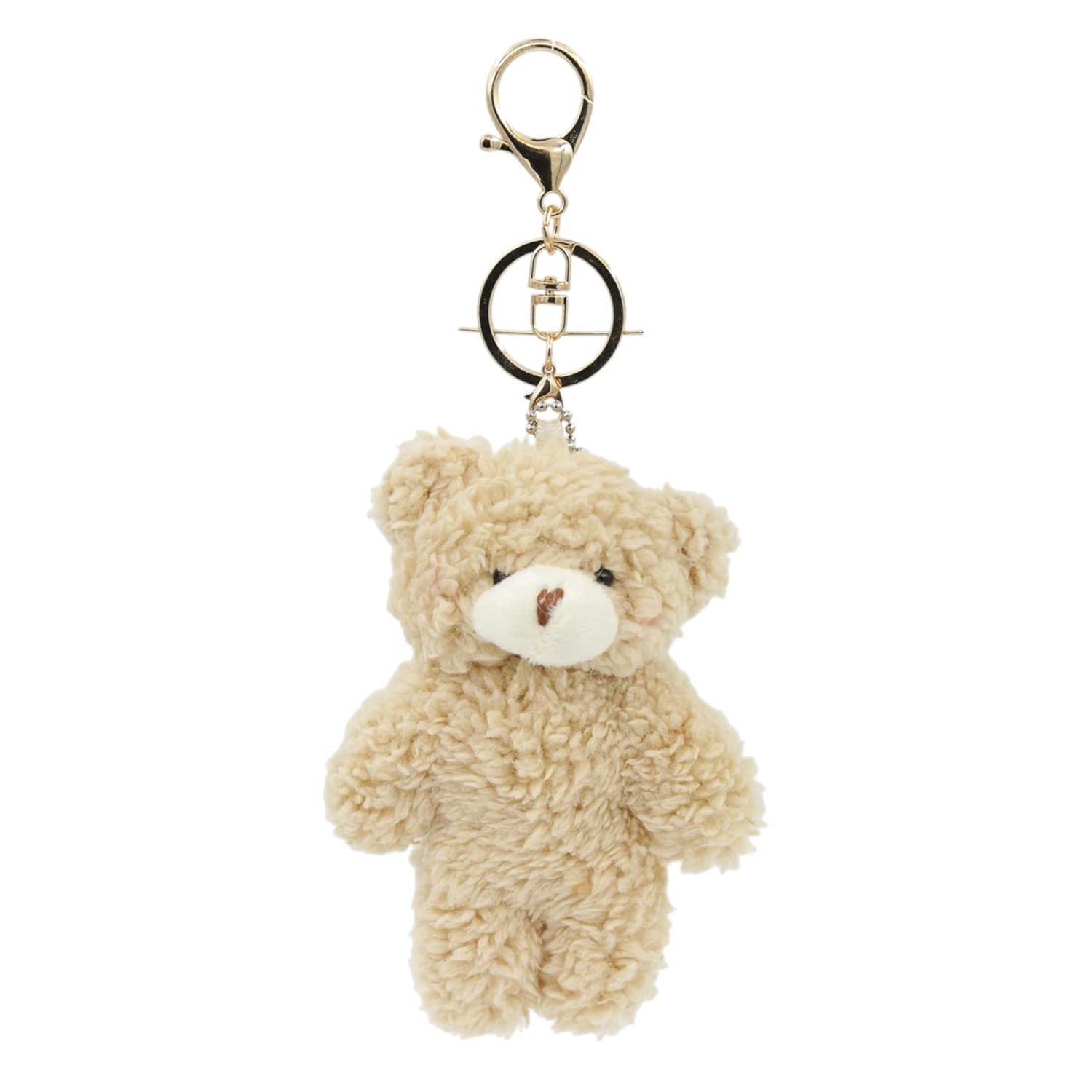 Adorable 5-Inch Plush Teddy Bear Keychain with Purple Heart for Girls