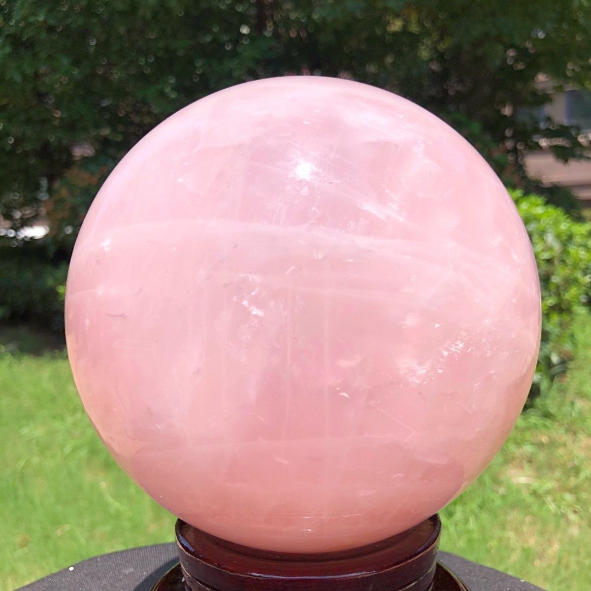 10.4LB Natural Pink Rose Quartz Crystal Sphere Ball Healing Reiki 6529