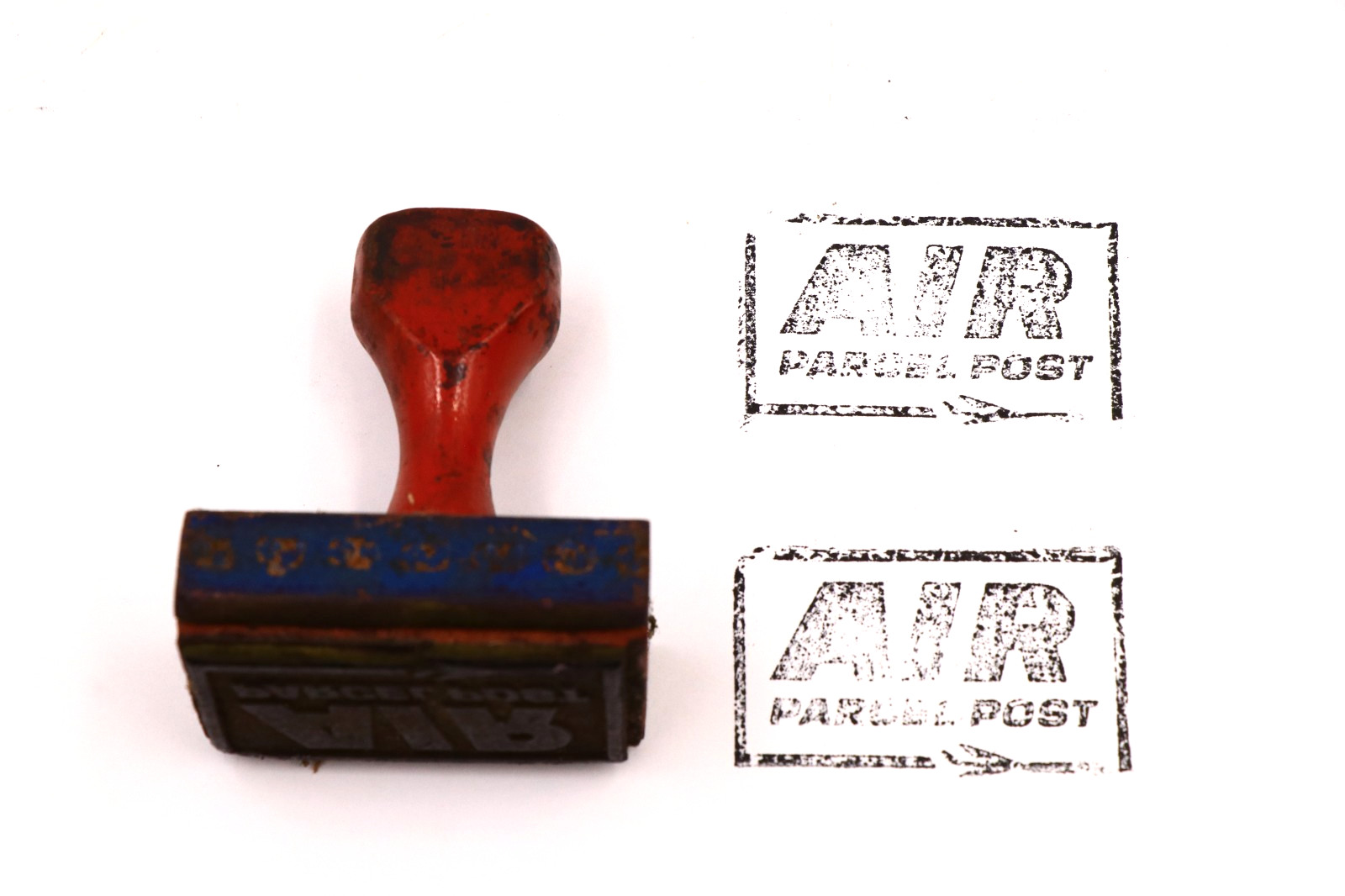 Vintage Rubber Stamp US Post Office Wooden Air Parcel Post Rare