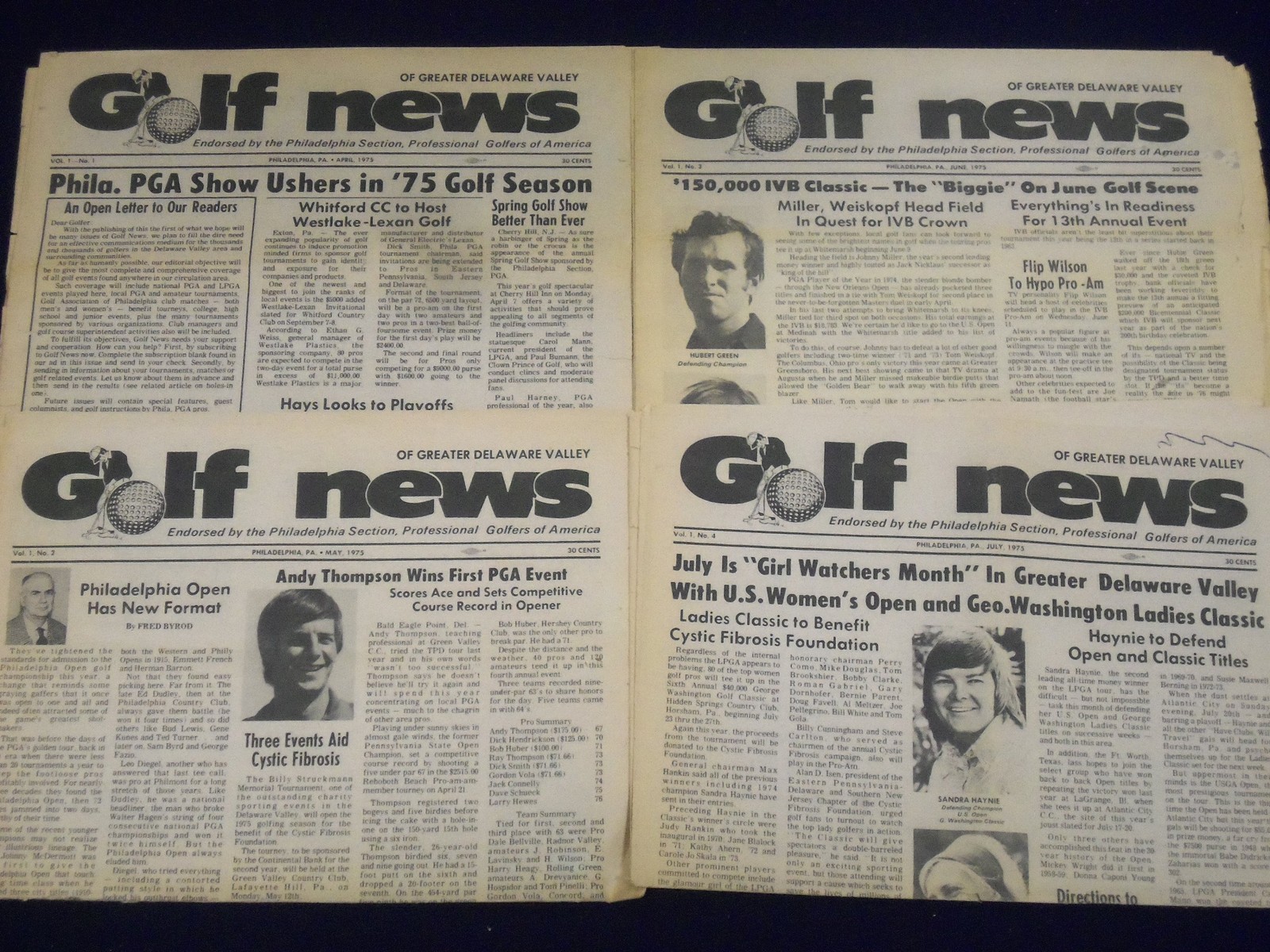 1975-1976 GOLF NEWS OF GREATER DELAWARE VALLEY NEWSPAPER LOT OF 8 - NP 1838