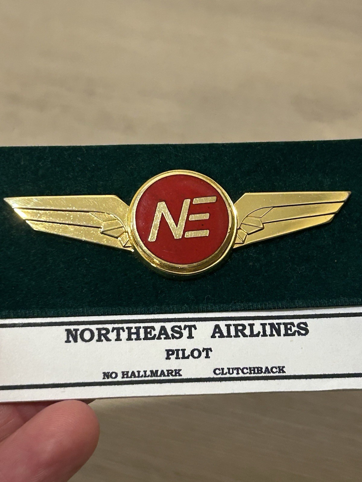 Rare Vintage Northeast Express Airlines Pilot Wings Badge Mid Century Jet Age
