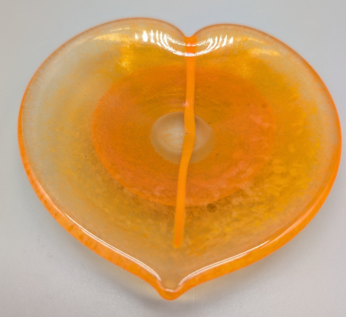 Gunnel Sahlin Naturalis Kosta Boda Orange Art Glass Heart Shaped Signed