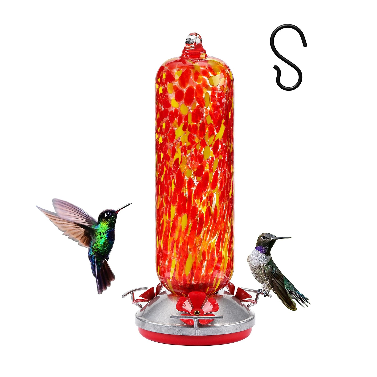 28oz Glass Hanging Hummingbird Feeder for Wild Birds, Garden Decoration, Uniq...