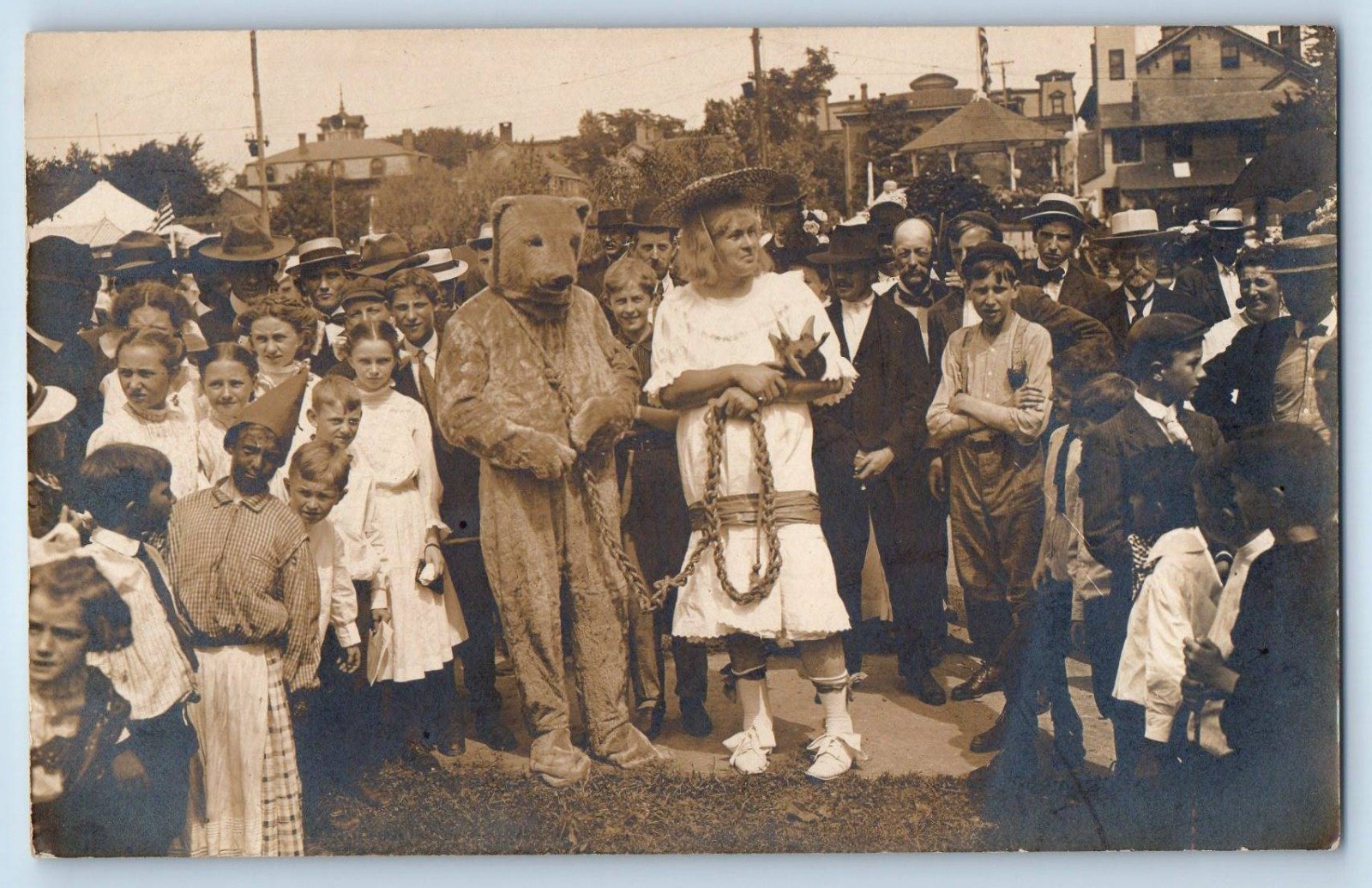 c1910's Pet Bear Suit Costume Halloween Childrens RPPC Photo Antique Postcard