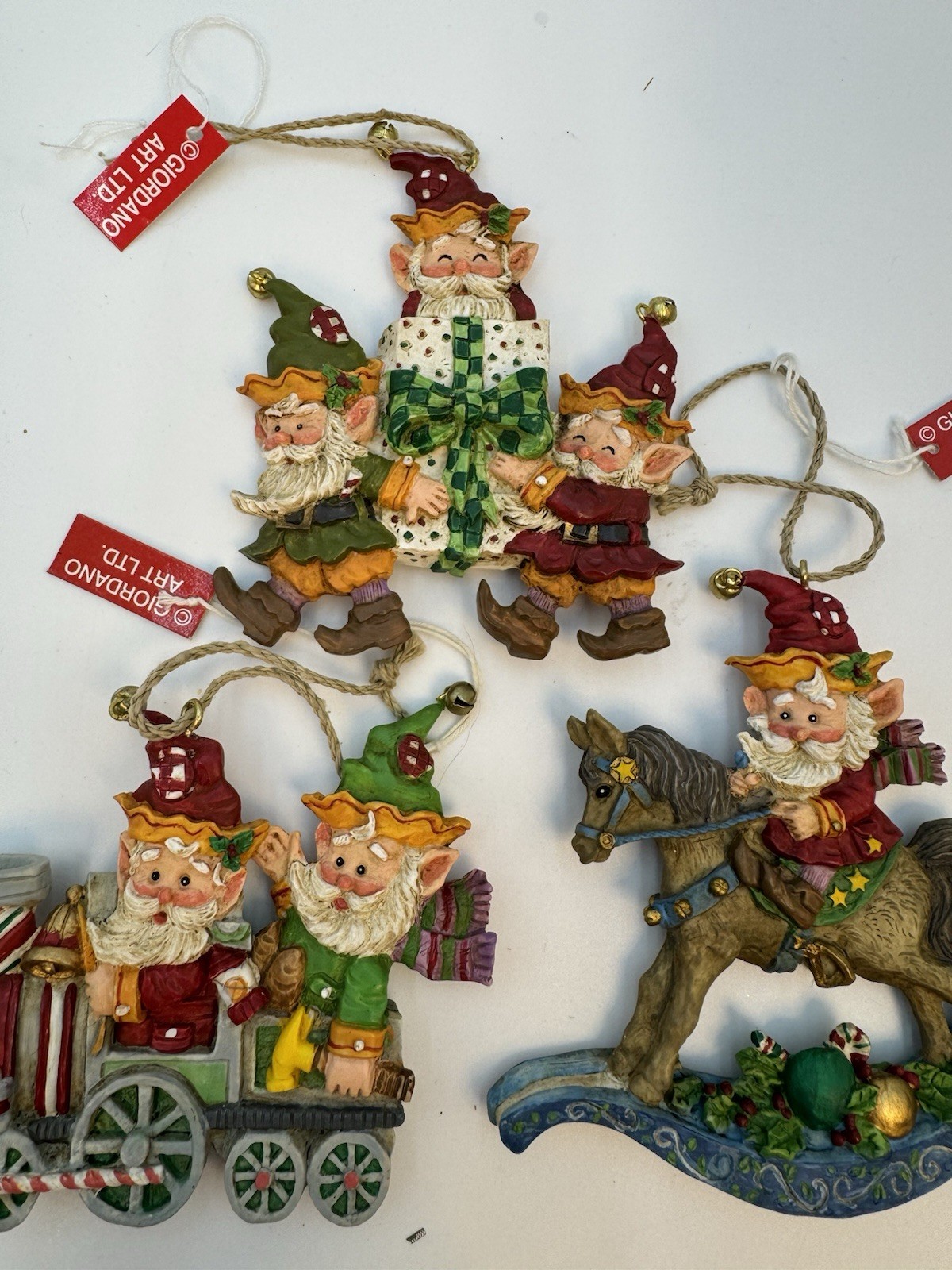 Santa’s Little Elfers Ornaments, Kurt S. Adler, 4” And 4 1/2”.