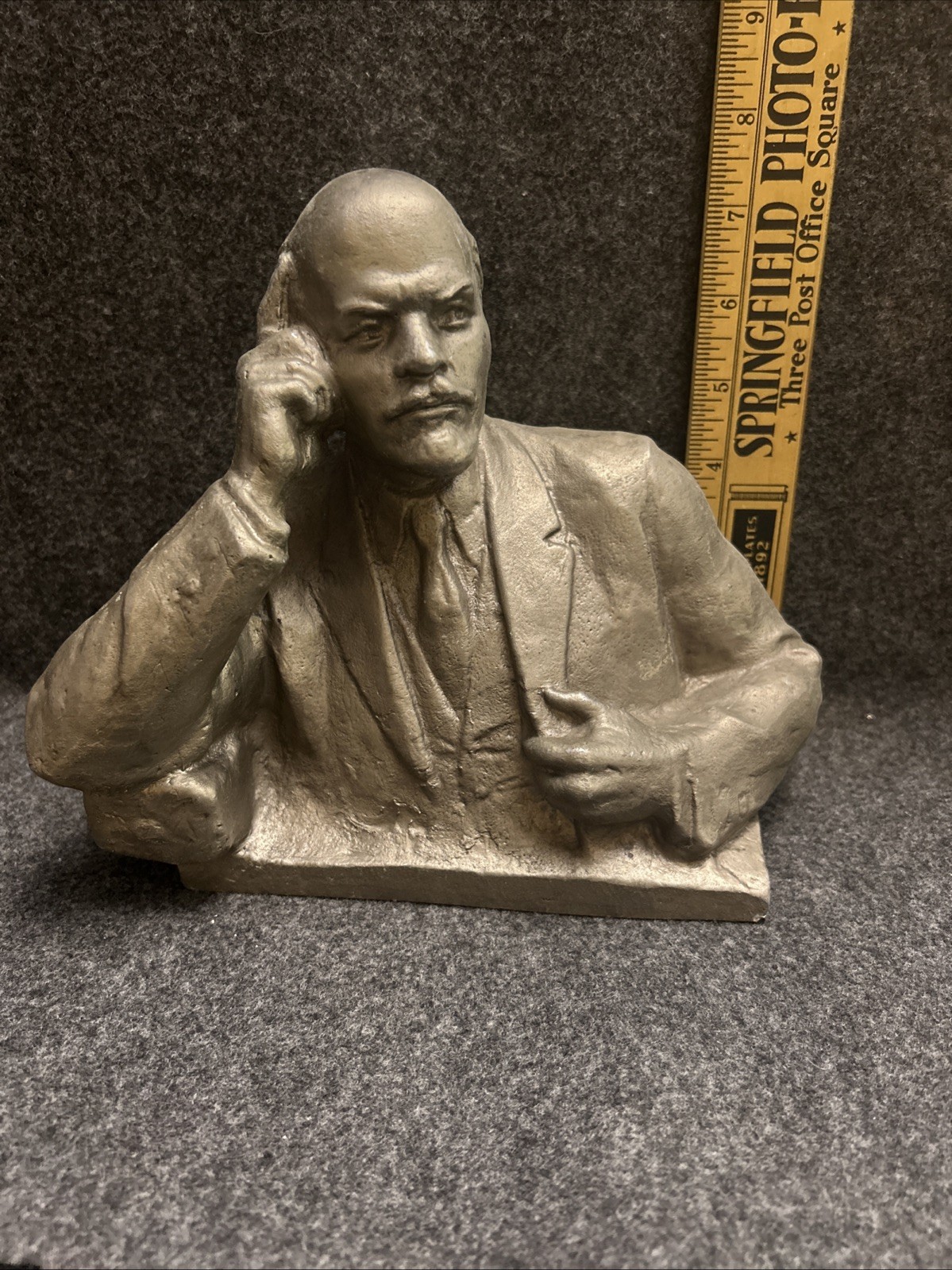 Vintage Soviet Russian Metal Statue Bust - Vladimir Lenin - 7.5''/ 19cm
