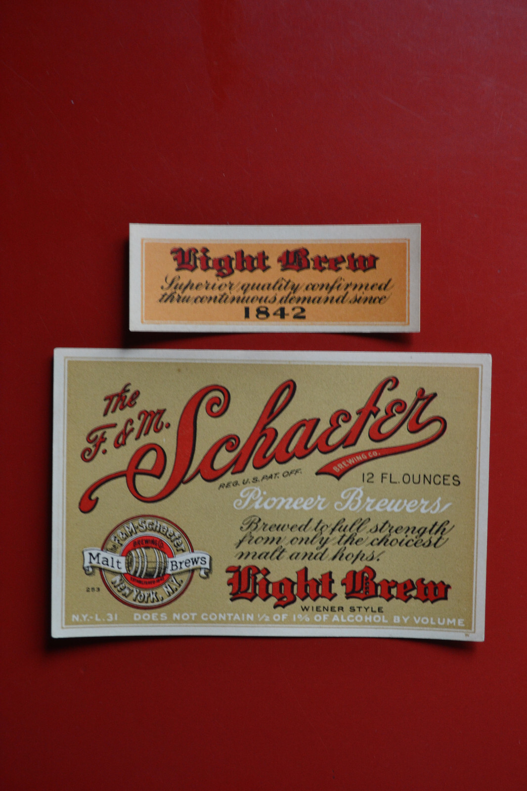 1900\'s - 1910\'s F & M Schaefer Light Brew Beer Bottle & Neck Label
