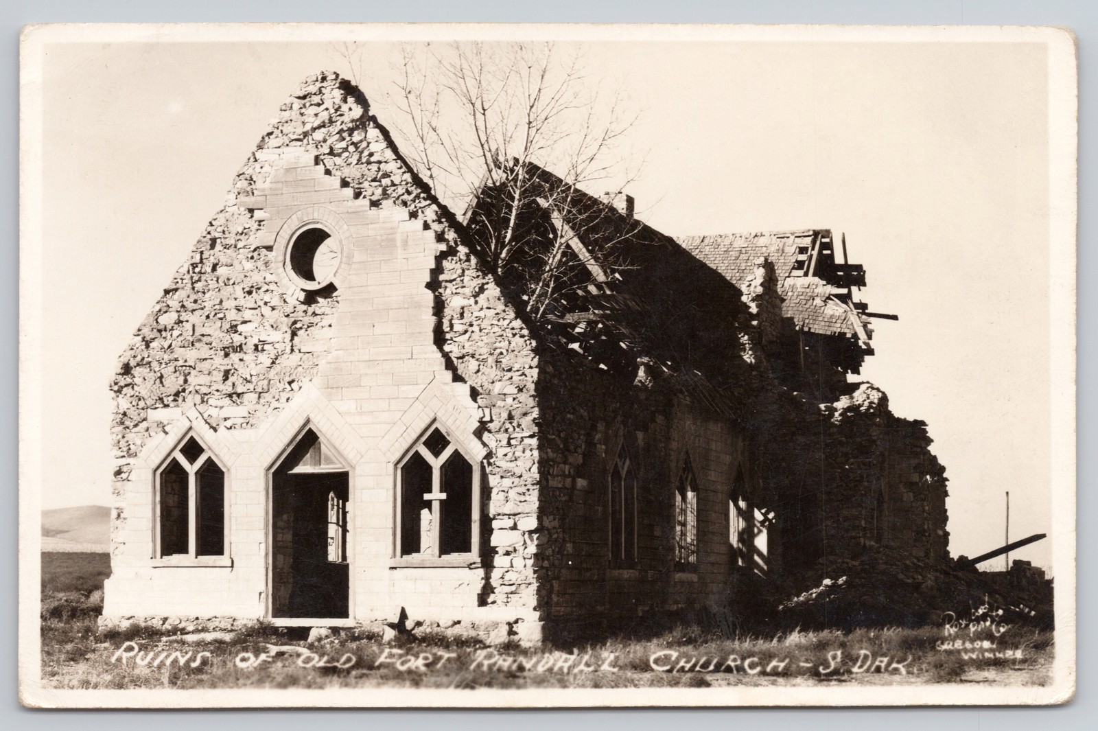 Old Fort Randall Church Ruins South Dakota Military Fort RPPC Postcard