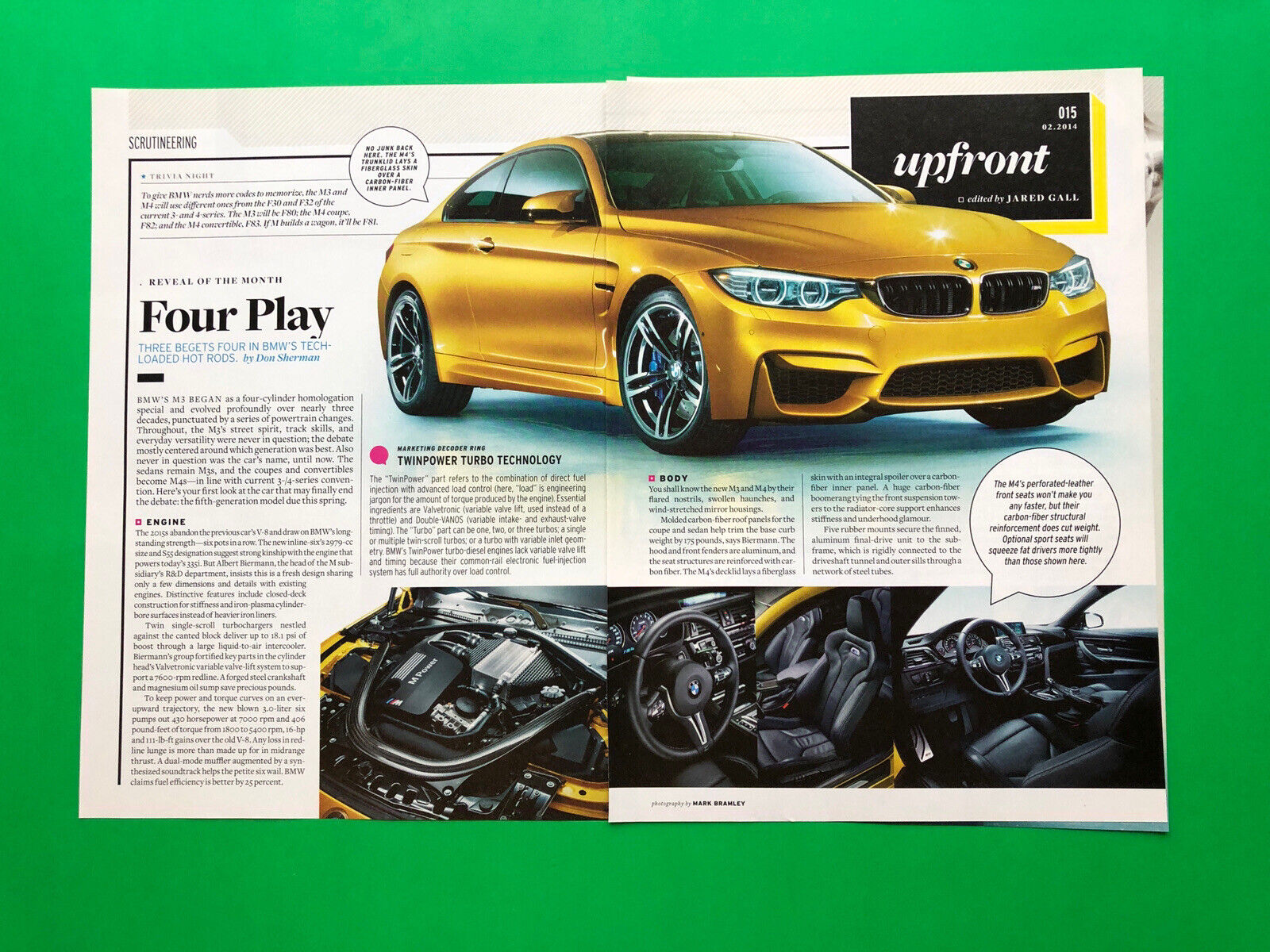 2014 BMW M4 4 PAGE ROAD TEST PRINT ARTICLE AD ADVERTISEMENT PRINTED
