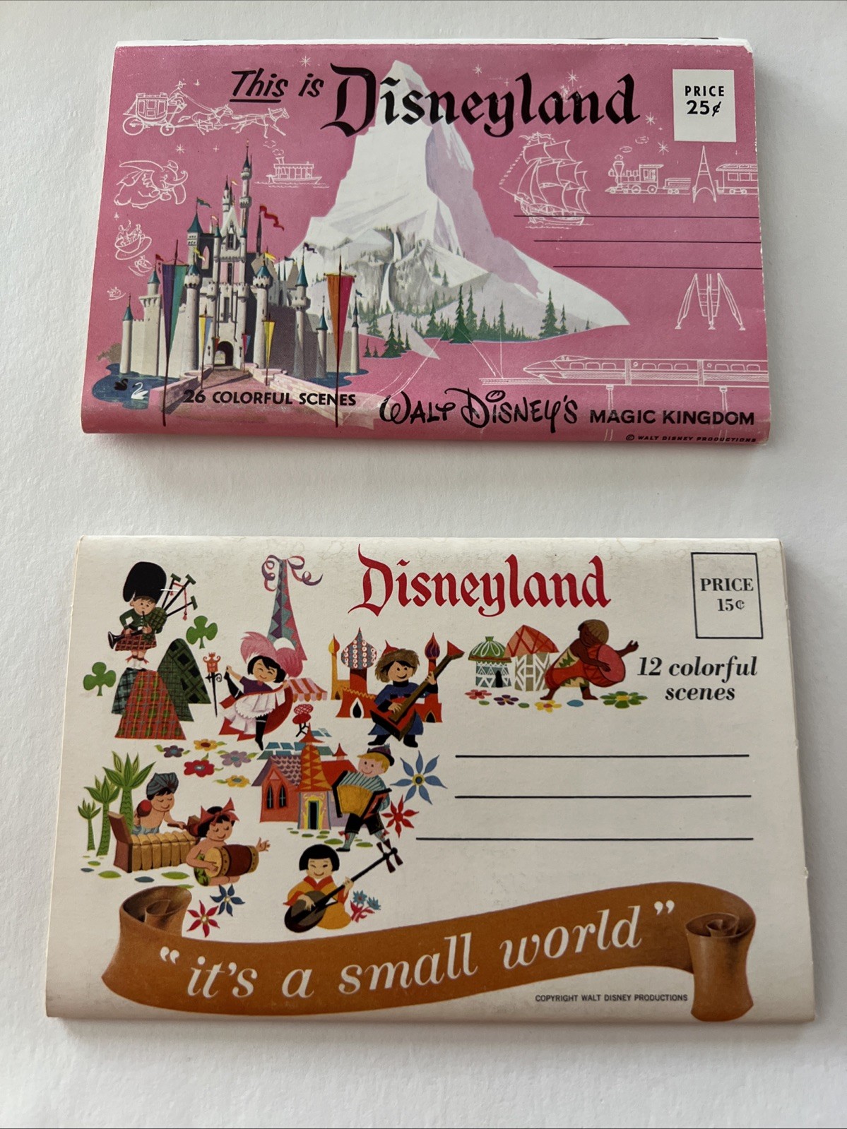 VTG Disneyland Postcard Booklet Pair “This Is Disneyland & “It’s A Small World”