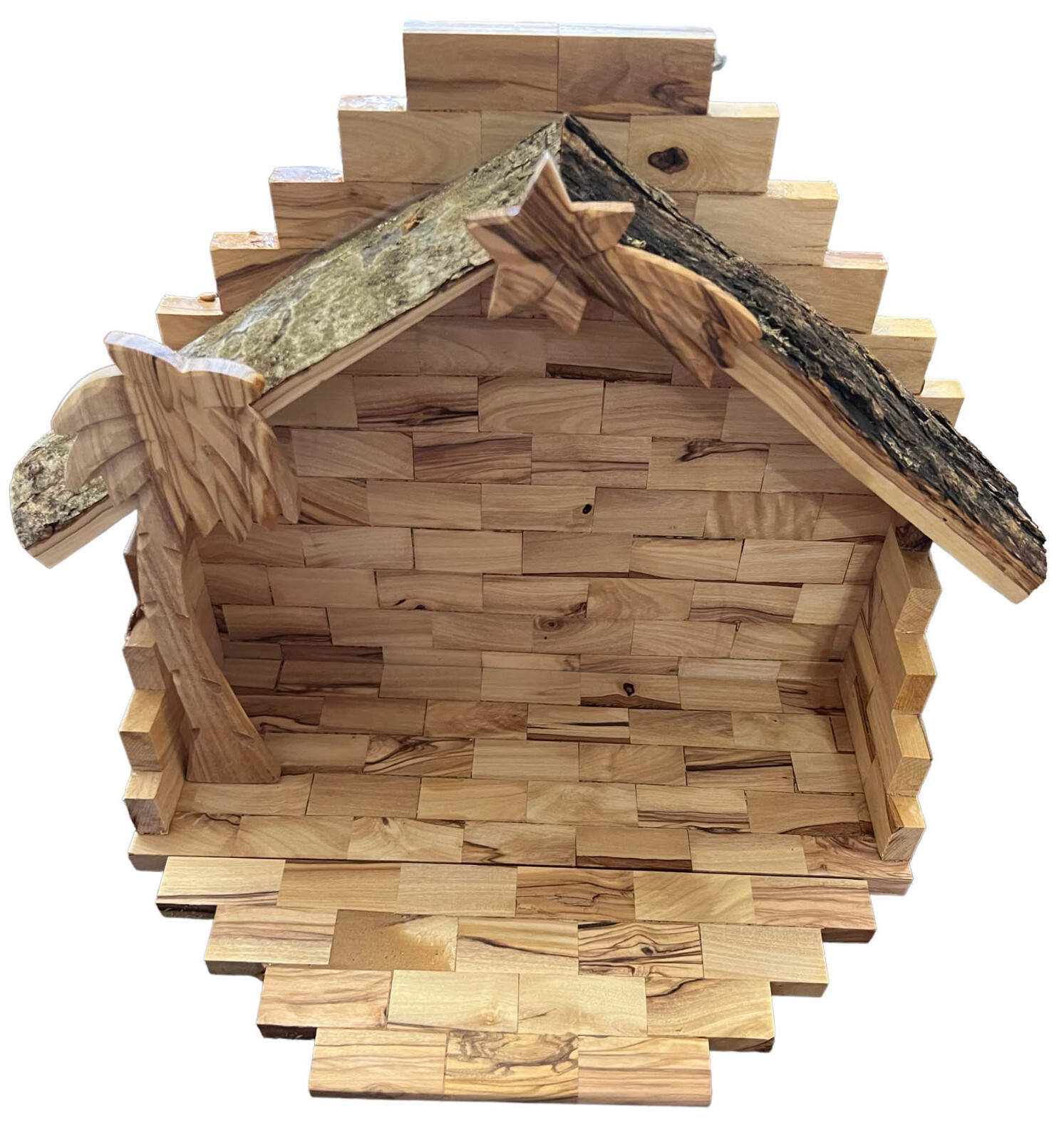 Large Olive Wood Nativity Set Manger Stable 11\' wide. Made in Bethlehem