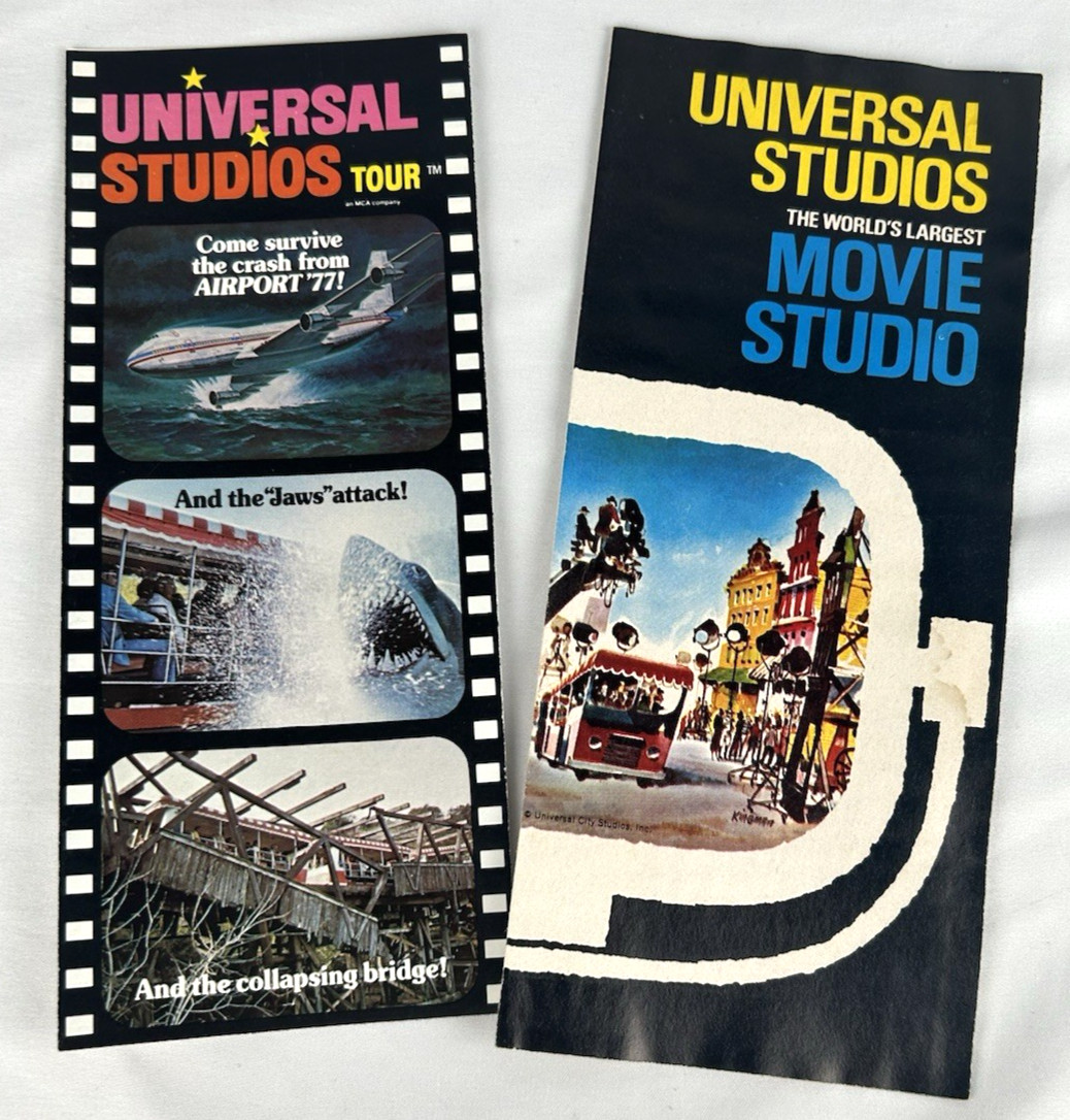 Vtg Universal Studios Tour Hollywood Park Lot Of 2 Brochure Map Jaws 1977 1968