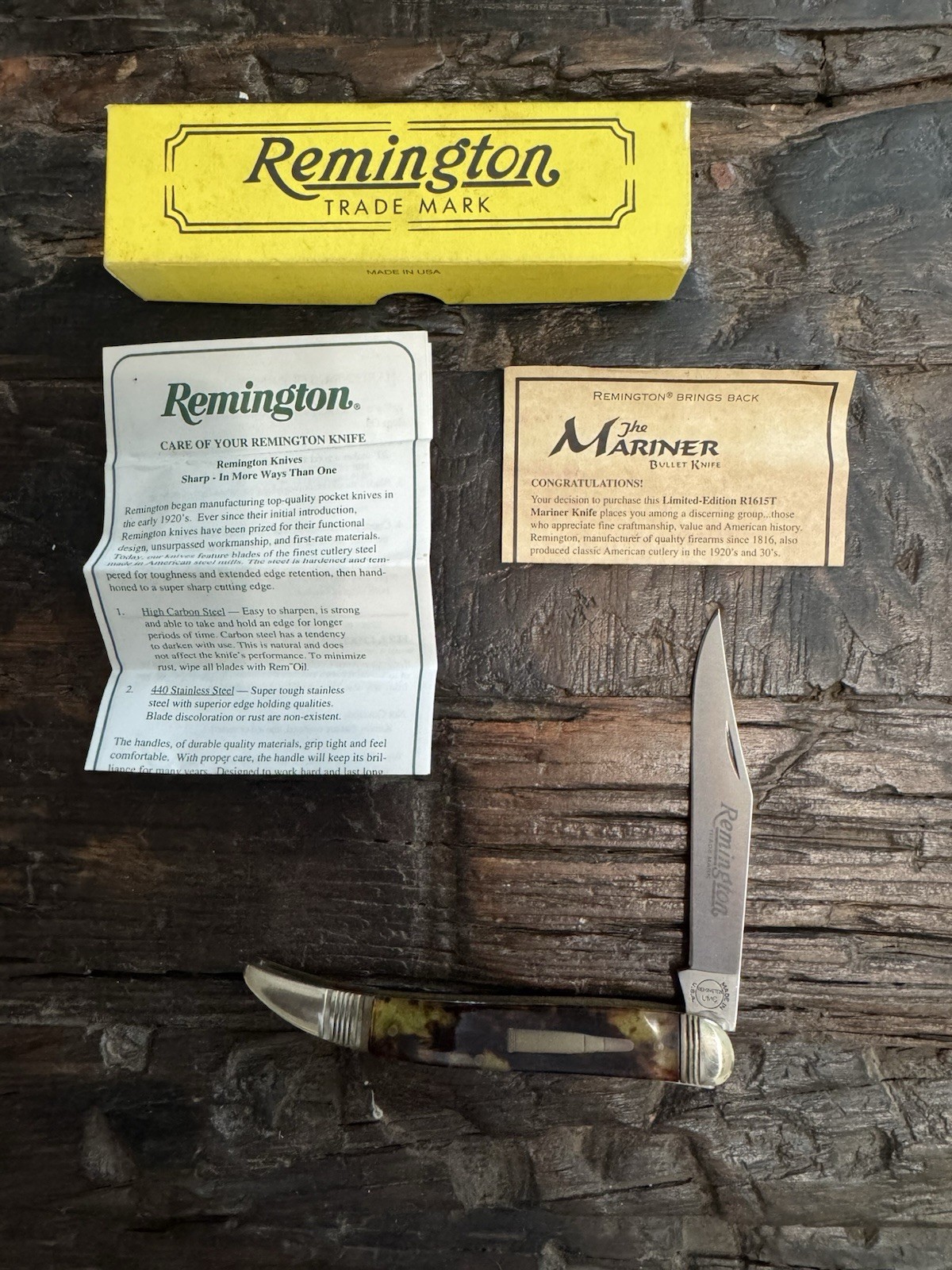 Remington R1615T Mariner Knife-Bullet Shield-Toothpick-2001-USA NOS