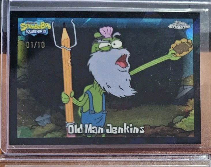 OLD MAN JENKINS 2025 TOPPS CHROME SAPPHIRE SPONGEBOB SQUAREPANTS BLACK REF #1/10