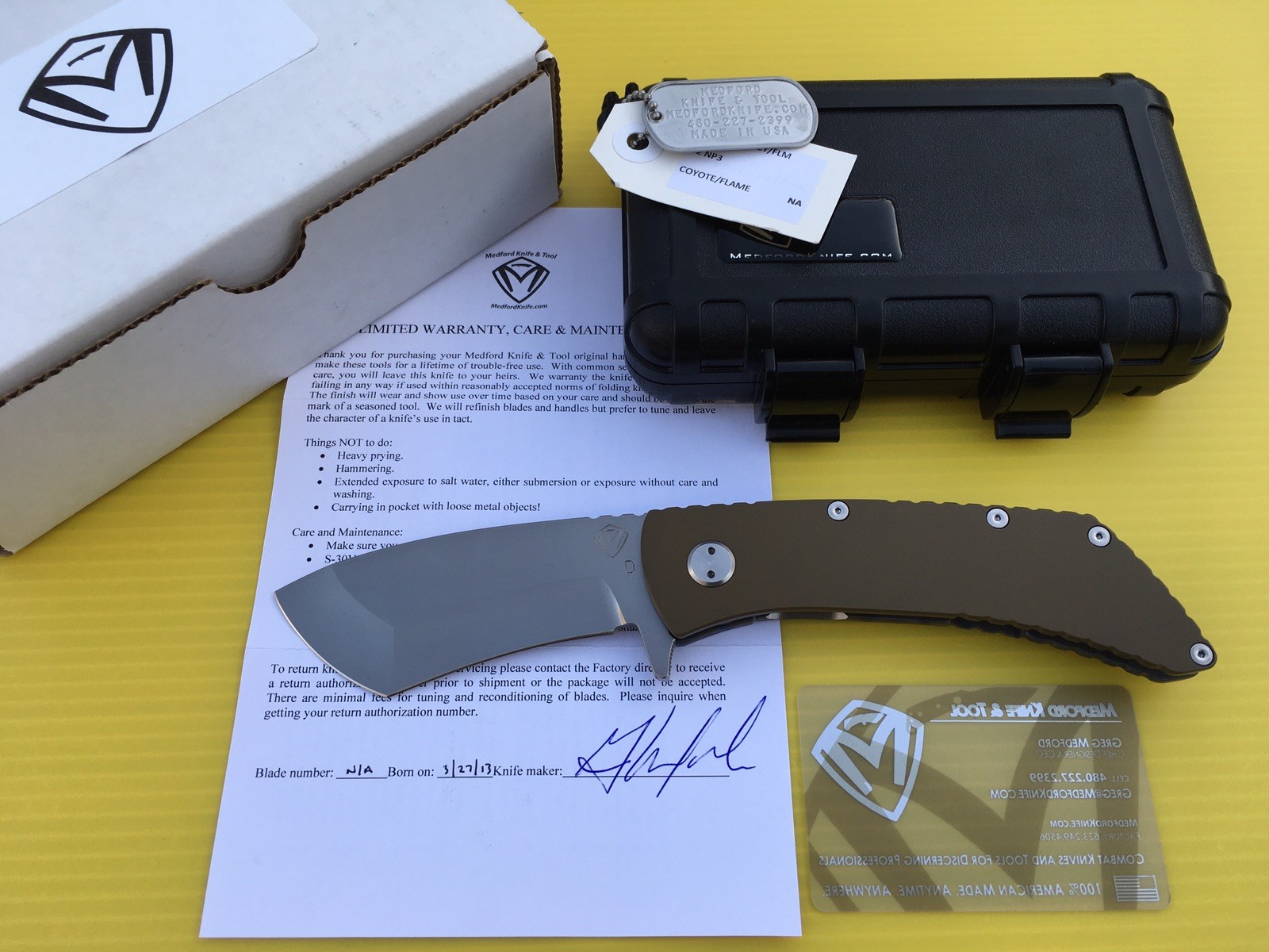 MEDFORD TACTICAL FIGHTING FOLDER  TFF-2  D2 BLADE   TITANIUM HANDLE   MINT   USA