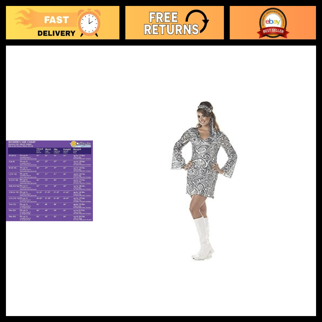 California Costumes Plus Size Disco Diva Dress Costume 2X