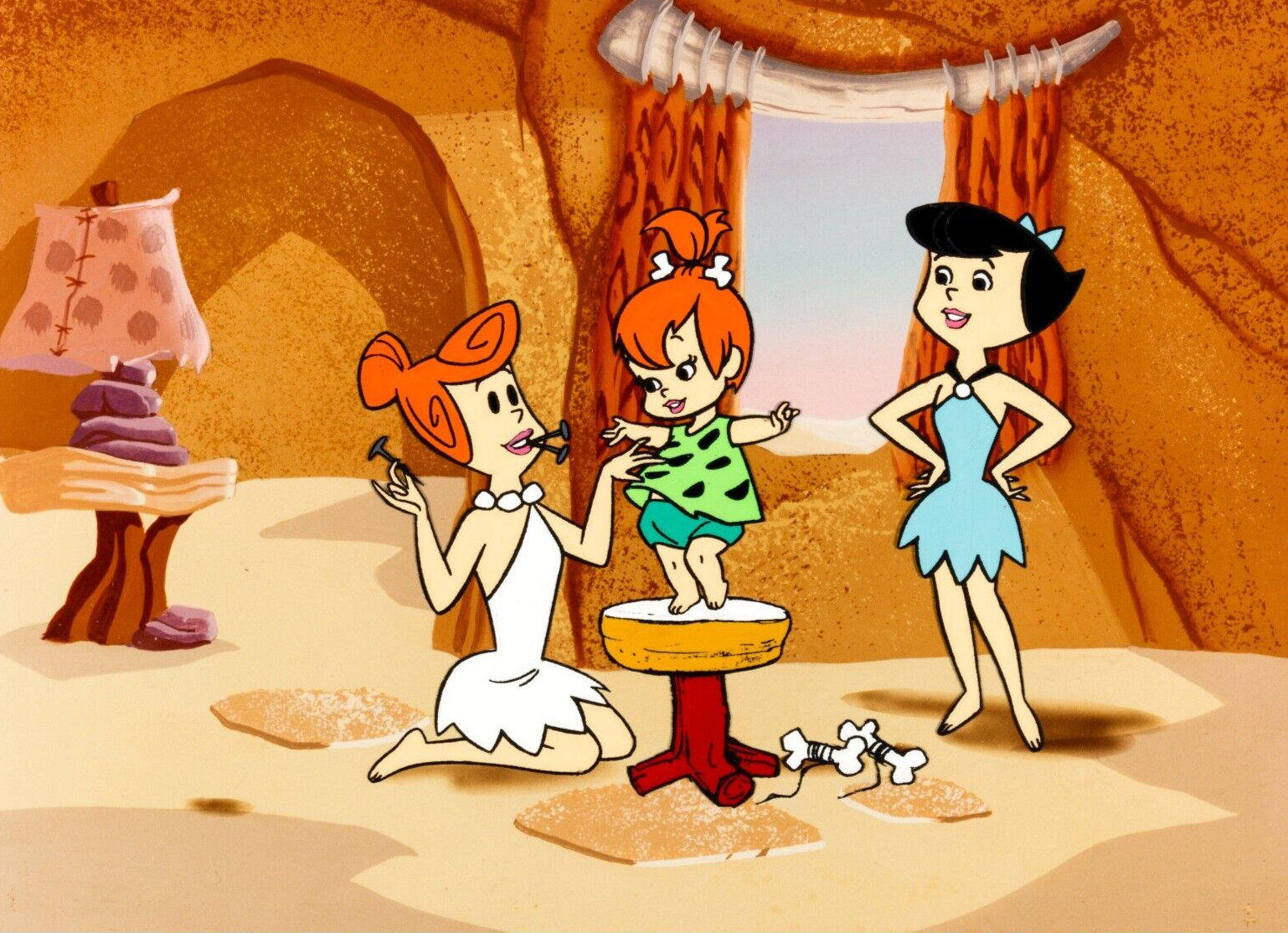 The Flintstones Wilma  Betty Pebbles Vintage Comics and Cartoons   8.5x11  Print