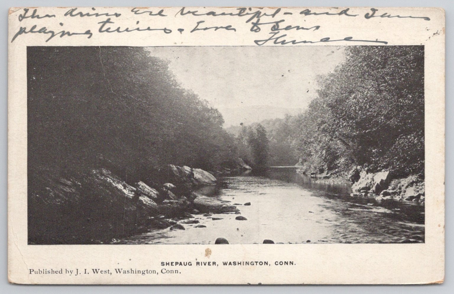 Shepaug River Washington CT 1910 Postcard J. I. West Scenic Landscape