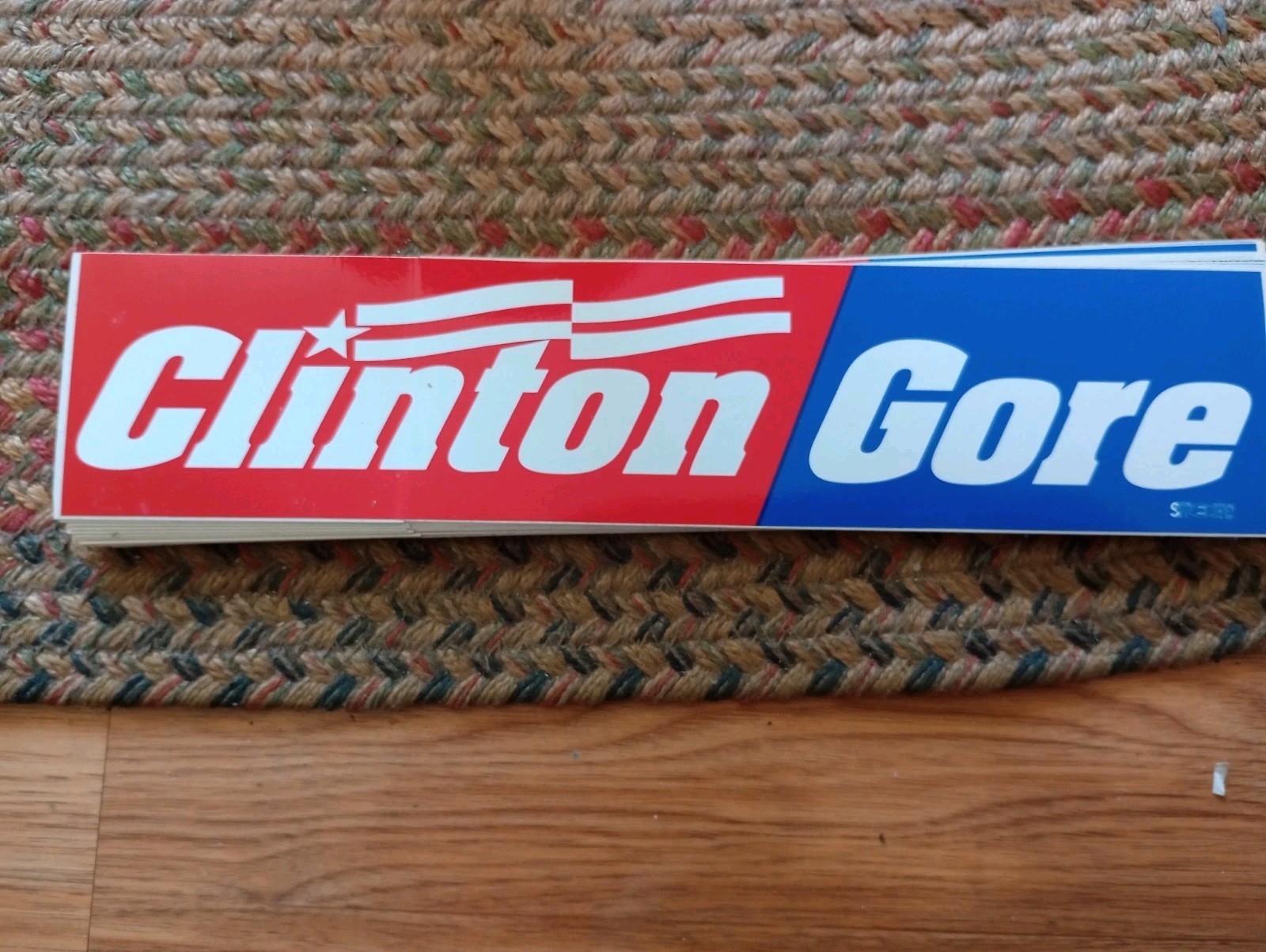 2 Vintage Clinton Gore 1992 Campaign Bumper Sticker Union Printed Texas NOS